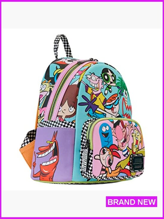 Retro Cartoon Mini Backpack Vegan Leather Adjustable Straps Y2K Trendy Daypack